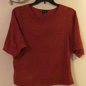 Eyelet, Casual top, banded sleeves